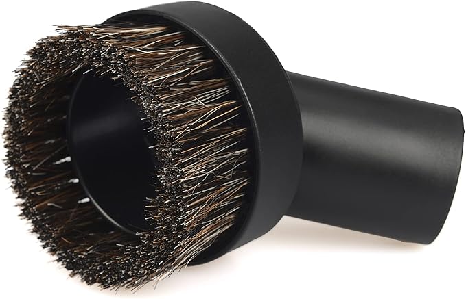 25mm Long Horse Hair with Universal Connector for 25mm/1", 32mm/1-1/4, 35mm/1-3/8 Hose, 1.25 Inch Small Round Dust Suction Brush Vacuum Brush Attachment Soft Bristle Cleaner Replacement with Adapter