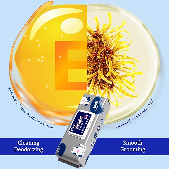 MIOSSZI Pet Cleaning Deodorizing Wipes for Dogs & Cats Pet No-Rinse Grooming Wipes Hypoallergenic Disposable Pet Bathing Wipes Hydrating & Nourish Fur Dog Cleaning Wipes for Paw, Butt, Body 480 pcs