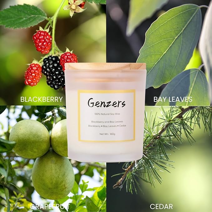 BlackBerry Bay Scented Candle Set,Wood Wick Crackling Candles,Soy Wax Jar Candle Clean Burning 36 Hours,Xmas Candles Table Decorations,Cedarwood Grapefruit Scent Vegan Candle for Fall
