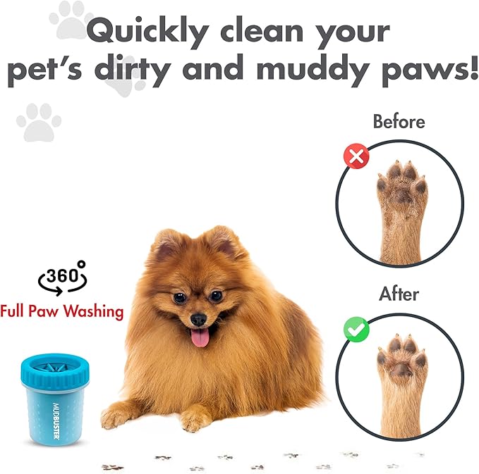 Dexas MudBuster Portable Dog Paw Cleaner - Premium Quality, Blue, Small Size for Pet Supplies and Accessories