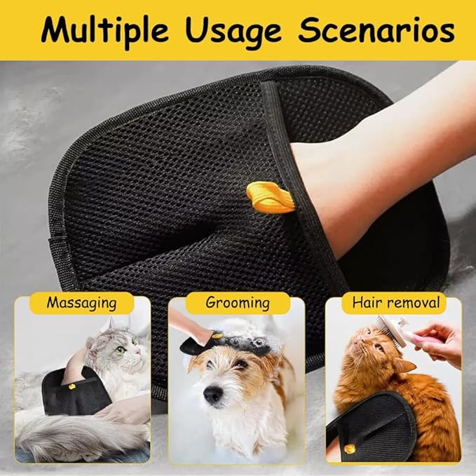 Pet Hair Remover Gloves for Dogs & Cats | Reusable Electrostatic Grooming Glove for Removing Pet Hair | Comfortable, Double-Sided, and Durable for Furniture, Clothes, Carpets & Cars