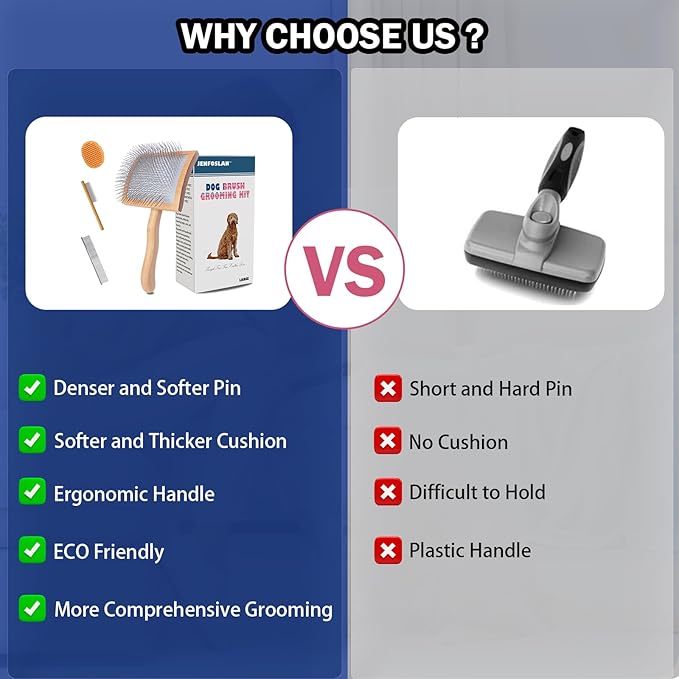 Slicker Brush for Dogs, Professional Dog Grooming Brush for Golden Doodle & Poodle - Deshedding Dog Brush for Medium or Long Haired Dogs, Remove Tangles, Knots and Mats (4PCS, Wooden, Large)