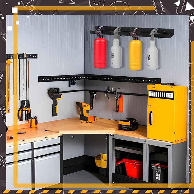 2 Pcs Spray Bottle Holder Wall Mounted Spray Bottle Storage Rack with Hardware Hanger Organizer,Holds up to 12 Sprayers (16 Oz) for Mobile Garage Home Organizer