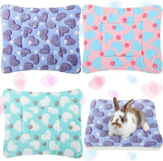 Jetec 3 Pcs Bunny Guinea Pig Beds Soft Bunny Mats Warm Guinea Pig Mat Small Animal Winter Bed Pads Fleece Sleeping Pads for Indoor Rabbit Hamster Squirrel Hedgehog Chinchilla Ferret(Heart)