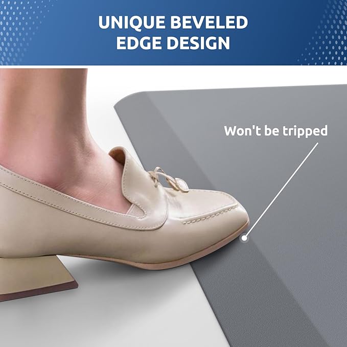 KitchenClouds Kitchen Mat Cushioned Anti Fatigue Rug 20"x39" Waterproof, Non Slip, Standing and Comfort Desk/Floor Mats for House Sink Office (Grey,0.8inch)