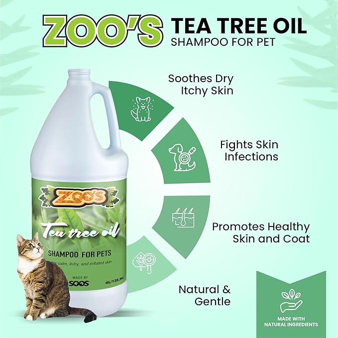 Zoo’s Pet Tea Tree Oil Dog Shampoo Fast Absorbing moisturize Skin - 1x (4L Gallon)