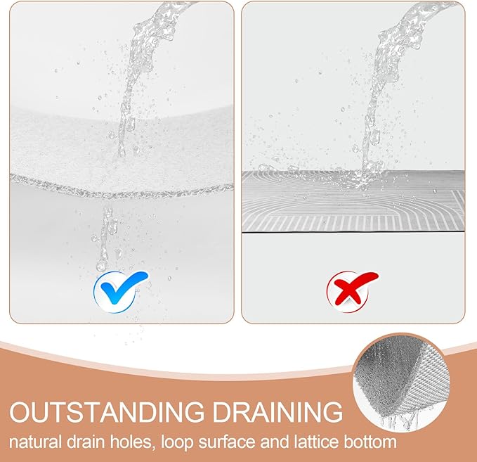 Joyhalo Bathtub Mat Non Slip, Bath Mat for Tub, Shower Mats for Inside Shower, 47x16 Inch, PVC Loofah Bathroom Mats for Wet Areas, Quick Drying, Grey