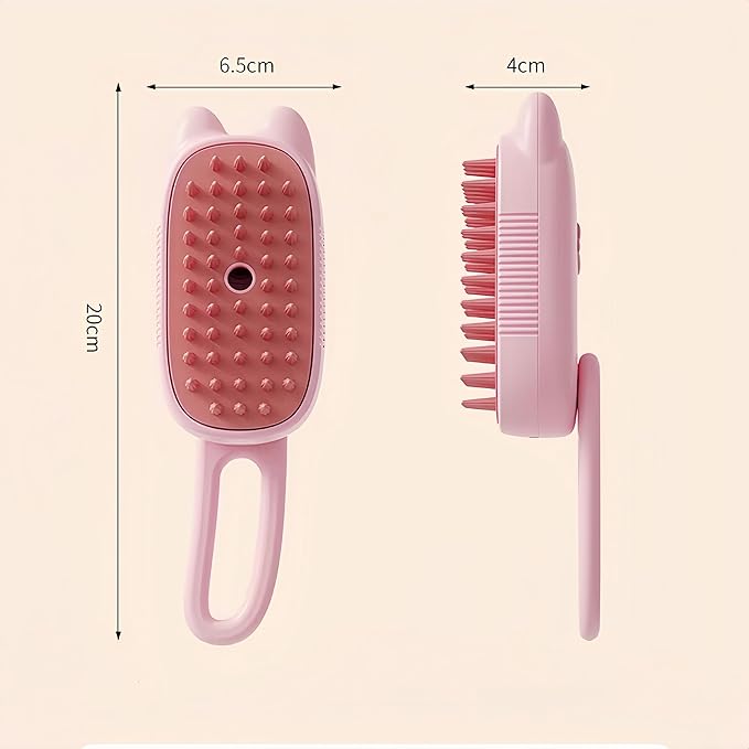BoBow Cat Steam Brush for Shedding, 4 in 1 Rechargeable Steam Pet Brush for Cats and Dogs, Anti-Static, Massage, Cleaning, Shedding& Combing All in One! (Pink)