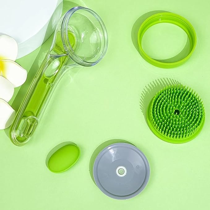 Pets Bath Brush, Soft Silicone Deep Cleaning Scrubber with Built-In Shampoo Dispenser, 2 in 1 Dog Grooming Massage Brush for Dogs Cats (2Pcs, D)