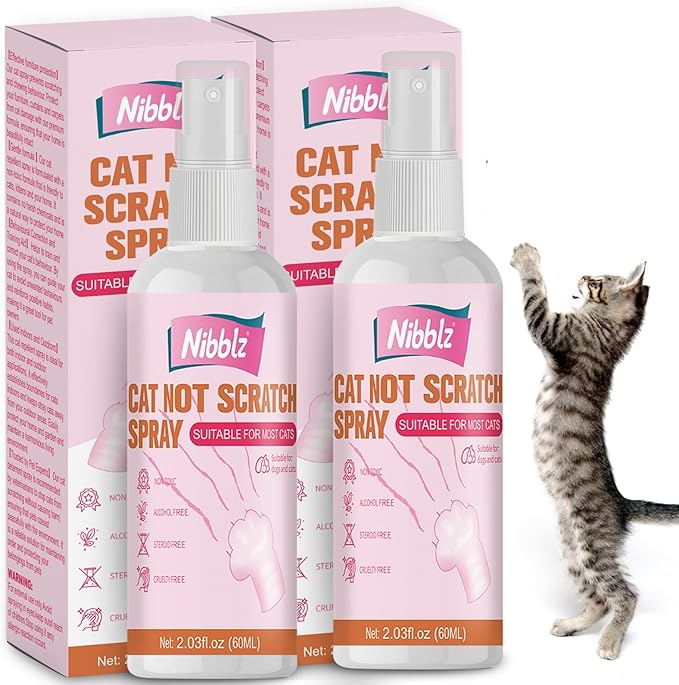 2 Pack Cat Deterrent Spray, Natural Cat Repellent Spray for Indoor & Outdoor, Scratch Deterrent for Furniture, Couches & Plants, Training Aid to Stop Scratching & Marking for Cats & Kittens