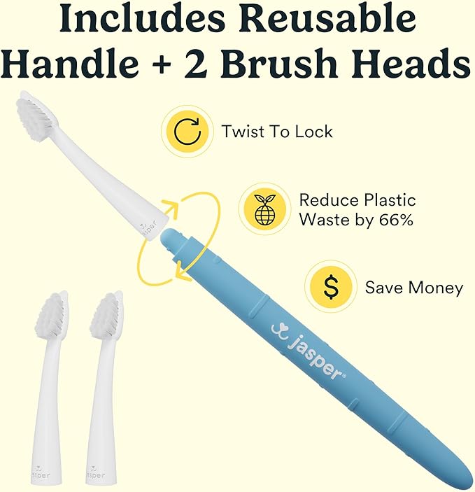 Jasper Microbrush Vet Approved Cat Toothbrush, Soft-Bristled Toothbrush Kit for Felines & Small Dogs, Non-Slip Handle with 2 Replaceable Tooth Brush Heads, Use with Cat Toothpaste