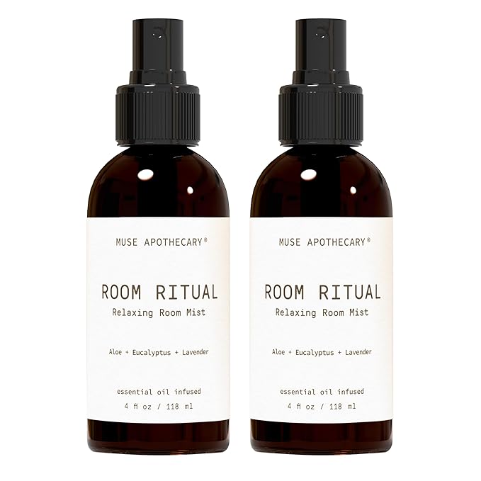 Muse Apothecary Room Ritual - Aromatic and Relaxing Room Mist, 4 oz, Infused with Natural Essential Oils - Aloe + Eucalyptus + Lavender, 2 Pack