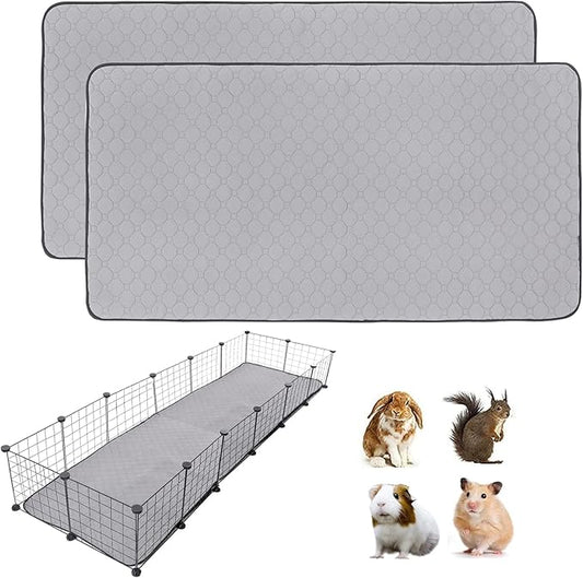 2 Pack Guinea Pig Cage Liners, 24'' X 72'' Washable Guinea Pig Pee Pads, Non Slip Reusable Super Absorbent Guinea Pig Training Mat Bedding Fleece for Small Animals Hamster Rabbit Chinchilla Rat