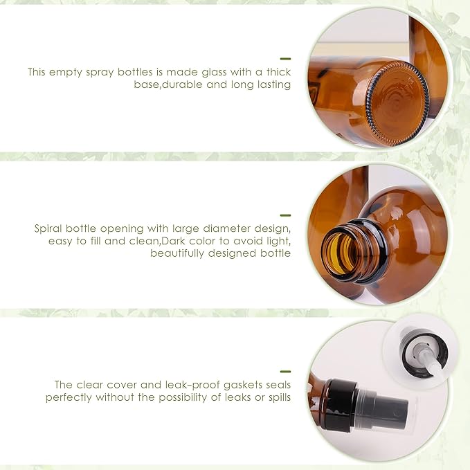 4oz Amber Glass Spray Bottles Mist Sprayer Set of 24,Empty Small Spray Bottle Fine Mist Spray Refillable Containers,Mini Travel Bottle Spray Bottle Make Perfect Oil,Perfume,Body Sprays