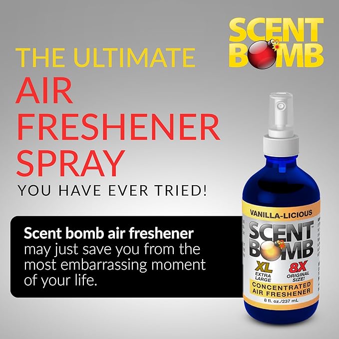 Scent Bomb Air Freshener Spray, Long-Lasting Odor Eliminator for Home & Car, Effective Deodorizer for Kitchen, Bathroom, Fresh Room Spray & Smell Neutralizer, Vanillalicious Scent