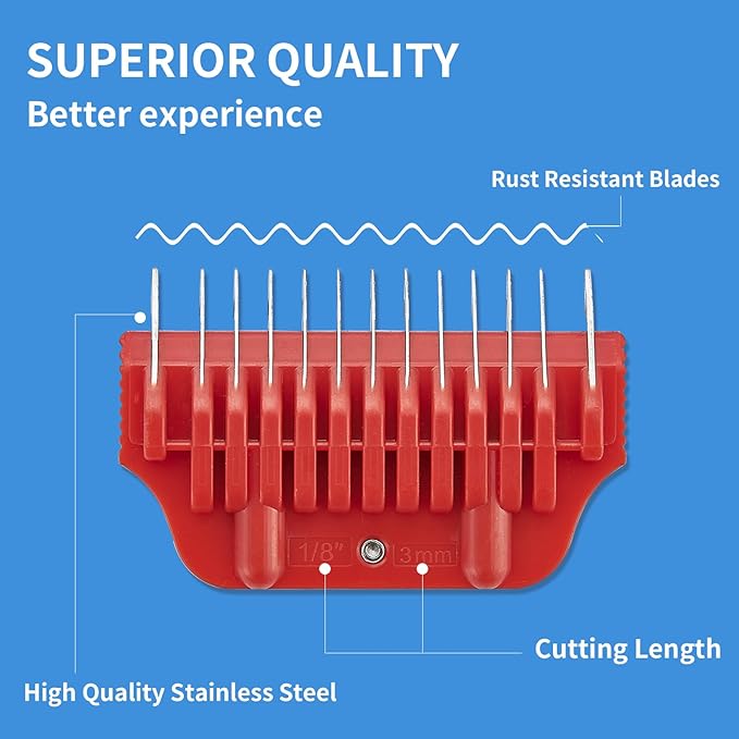 3MM 1/8Inch Pet Grooming Clipper Attachment Guard Comb, for Wide A5 Blades, Compatible with Andis, Conair, Wahl, Laube, Thrive, Bucchelli, or other A5 Series, Only Fit for 10W/15W/30W Wide Blade
