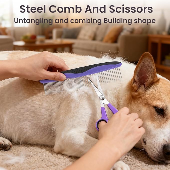 Pet Grooming Kit 9-in-1For Dogs and Cats: Deshedding Brush, Nail Clippers & Massage Glove for Daily Grooming, Shed Control & Bonding at Home – Essential Tools for Pet Owners