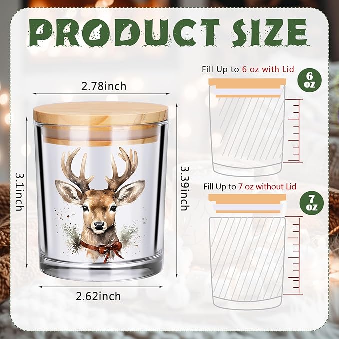 10 Pcs Vintage Brown Christmas Glass Candle Jars Empty Containers Bulk 7 oz Farmhouse Glass Jars with Cork Lids Tins for Xmas Holiday Candle Making Storing Biscuits Tea Party Favors