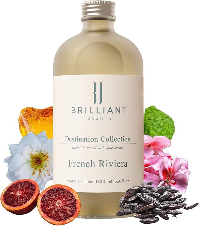 Brilliant Scents Diffuser Oil Refill, Inspired by Chateau De La Begude, Hotel Series Aroma Scents, Essential Oils Set for Home, Fragrance Oil for Candle Making, Home, 50 ML, French Riviera