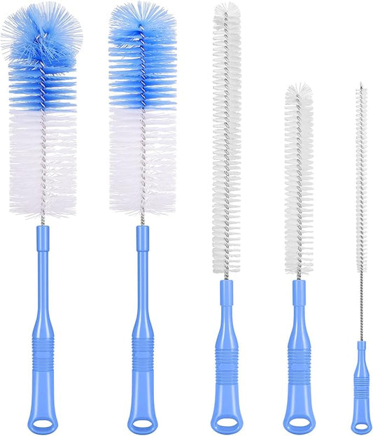 Bottle Brush Cleaner 5 Pack - Long Handle Water Bottle and Straw Cleaning Brush Set for Washing Narrow Neck Bottles, Sport Bottles, Kombucha, Wine Decanter, Flask, Beer Brewing Supplies
