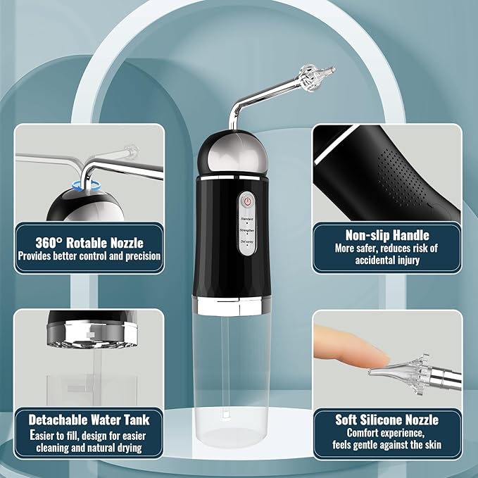 Ear Wax Removal, Electric Ear Irrigation Flushing System with Pulse Mode, Water Ear Cleaning Kit, Portable Ear Cleaner with Basin and Resuable Nozzles for Adults-Black