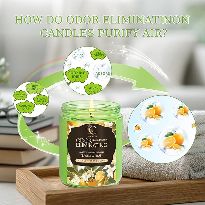4 Pack Odor Eliminating Candles Set for Pet Smoke, Scented Candles for Home Decor Non Toxic Soy Wax Candle for Relaxing Stress Relief Women Men, 40 Hours Burning Time, House Warming Gifts for Host
