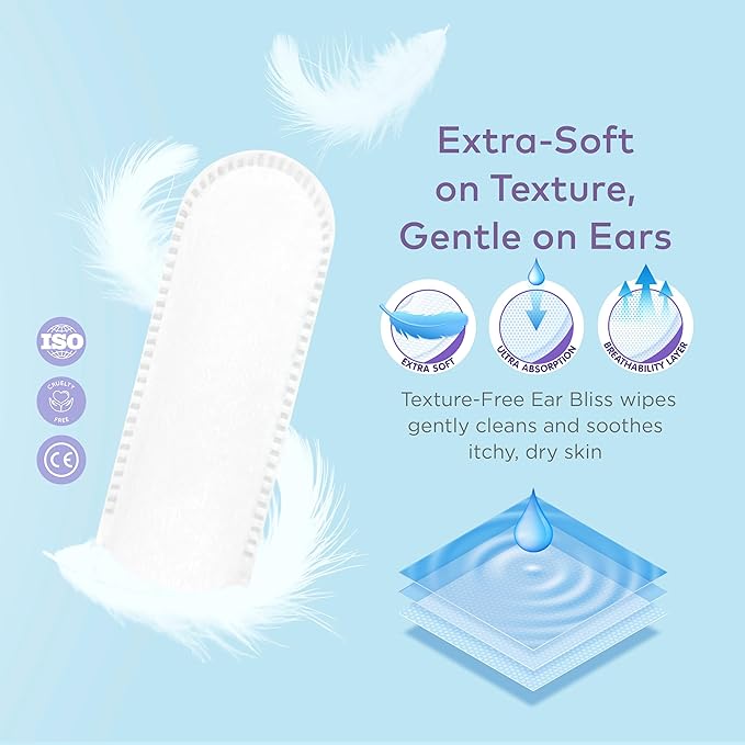 Dog Ear Cleaner Wipes - Vet Formulated Cleanser for Dogs - Ear Itching, Dissolves Wax, Dirt & Odor with Coconut Oil & Aloe Vera (50 Finger Wipes)