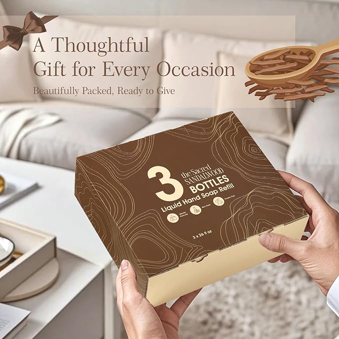 ROMIIE ZOI Liquid Hand Soap Refill Gift Set-3 Pack, Cruelty-Free and Biodegradable Formula, Moisturizing Hand Wash with Essential Oil for Sensitive Skin, Sandalwood Scent (26Fl Oz x 3)