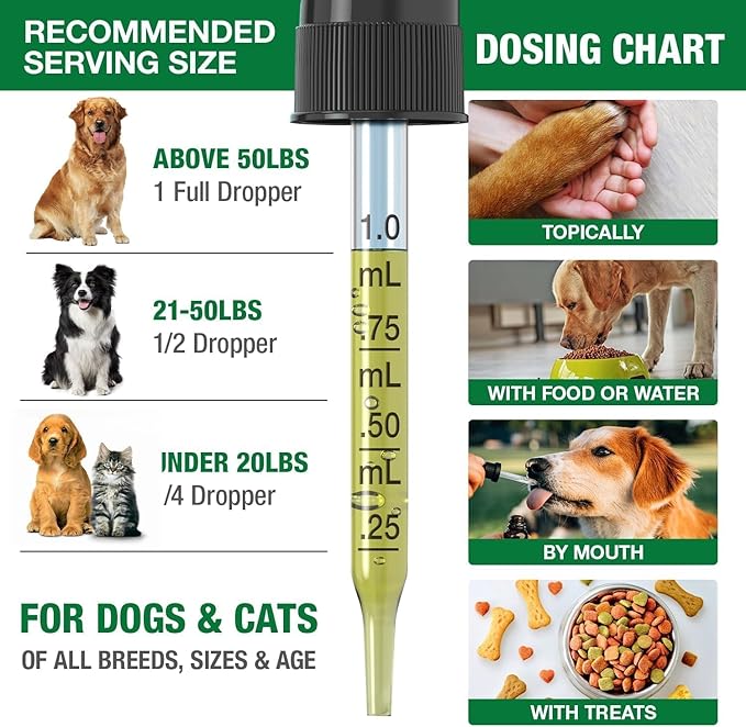 2 Pack Hemp Oil for Dogs and Cats - Anxiety Stress Sleep Allergies Arthritis Seizures Pain Relief - Promotes Skin Hip Joint Health - Calming Drops for Aggressive Pets