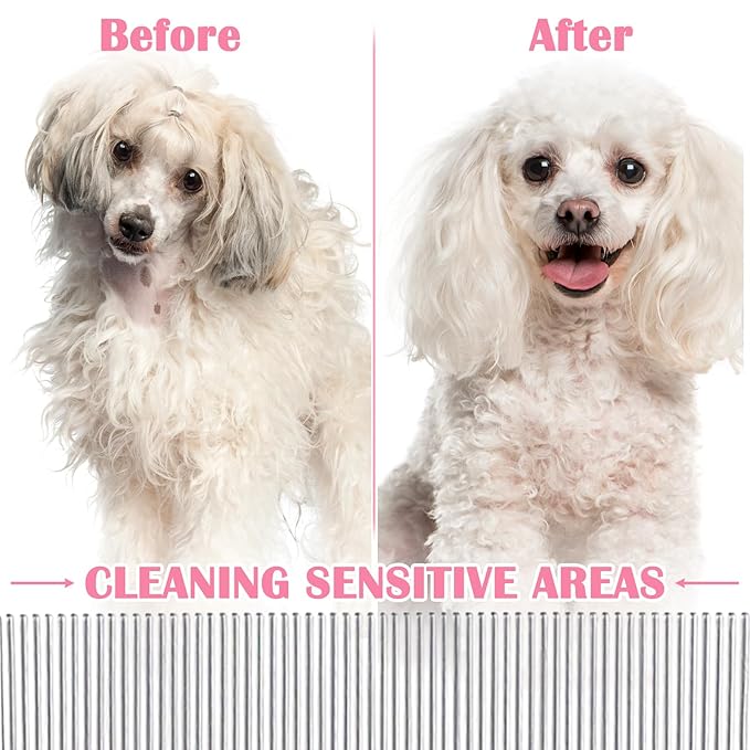 Dog Flea Comb for Tear Stain Remover, 4 Pack Pet Combs,Stainless Steel Tear Stain Remover for Dogs, Cat Dog Grooming Comb, Tick Combs for Dogs & Lice Brush