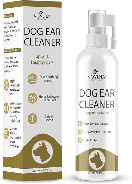 NOVEHA Dog Ear Therapy - Soothes Itchiness, Cleans Ear Canal, and Controls Odor, Ear Cleaner for Dogs - Stop Ear Itching That May Cause Infection - Hypochlorous Acid Cleaning Solution - 8 oz Bottle