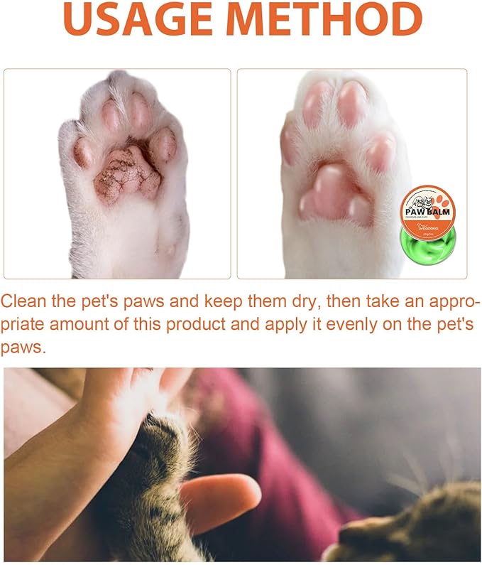 Paw Balm for Dogs Cats, Dog Paw Balm Protection Against Heat All Season, Paw Cream Butter Dogs Cats Soother, Heals, Repairs and Moisturizes Wax for Dry Noses Cracked Rough Paws 2 oz