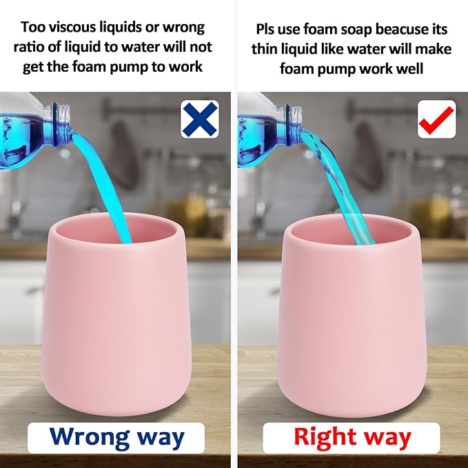 Soap Foaming Dispenser Ceramic with Easy-to-Press Pump Hand Foam Dispenser for Shampoo Bathroom Kitchen 12 oz