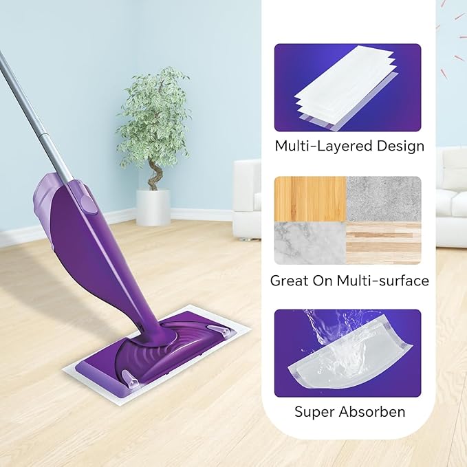 16 Pack Disposable Mop Pad Refills for Swiffer Wet Jet Spray Mop，Heavy Duty WetJet Mopping Pad，Multi Surface Pad Refills for Floor Cleaning