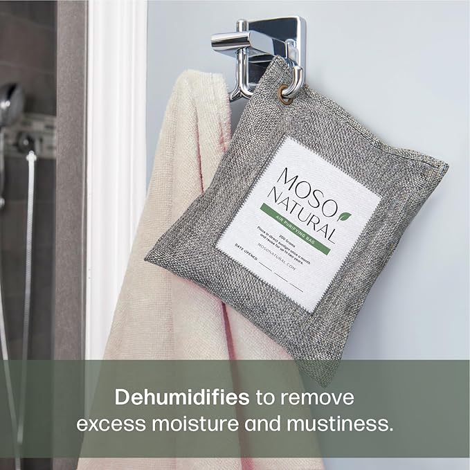 Moso Natural Air Purifying Bag 200g | Premium Bamboo Charcoal Odor Absorber for Home & Car | Closet Odor Eliminator, Small Room Deodorizer & Car Air Freshener | Long Lasting Charcoal Bags Cover 90sqft