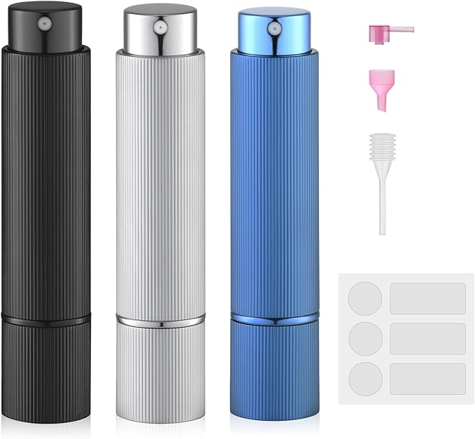 Travel Perfume Bottle Refillable - Cologne Spray Atomizer Mini - Small Travel Size Sprayer Empty for Refill Sample Container - Portable Fragrance Decant Dispenser for Men Women 3PCS 8ml Blue