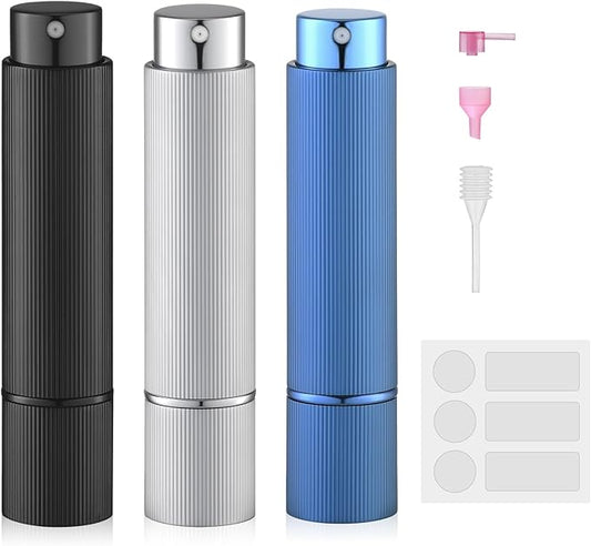 Travel Perfume Bottle Refillable - Cologne Spray Atomizer Mini - Small Travel Size Sprayer Empty for Refill Sample Container - Portable Fragrance Decant Dispenser for Men Women 3PCS 8ml Blue