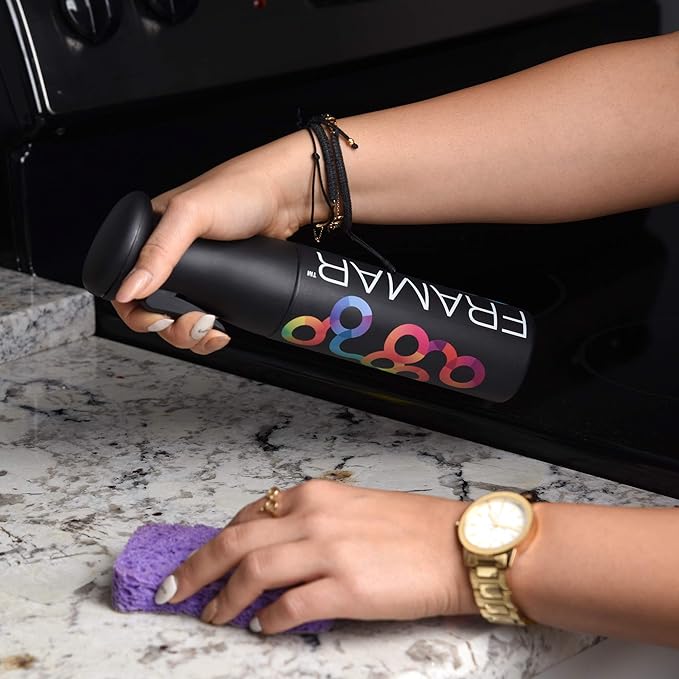 FRAMAR Premium Hair Mister Spray Bottle – Continuous Spray Bottle For Hair, Water Sprayer, Continuous Mister for Salon Supplies – Ultra Fine Mist – Black 250 ml