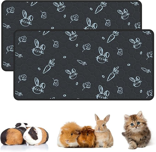 2-Pack Guinea Pig Cage Liner Washable, 24in x 47in Ultra-Absorbent Guinea Pig Bedding for Cage Non-Slip Leak-Proof Pee Pads for Dogs Rabbit Bunny Cat Litter Mat, Navy