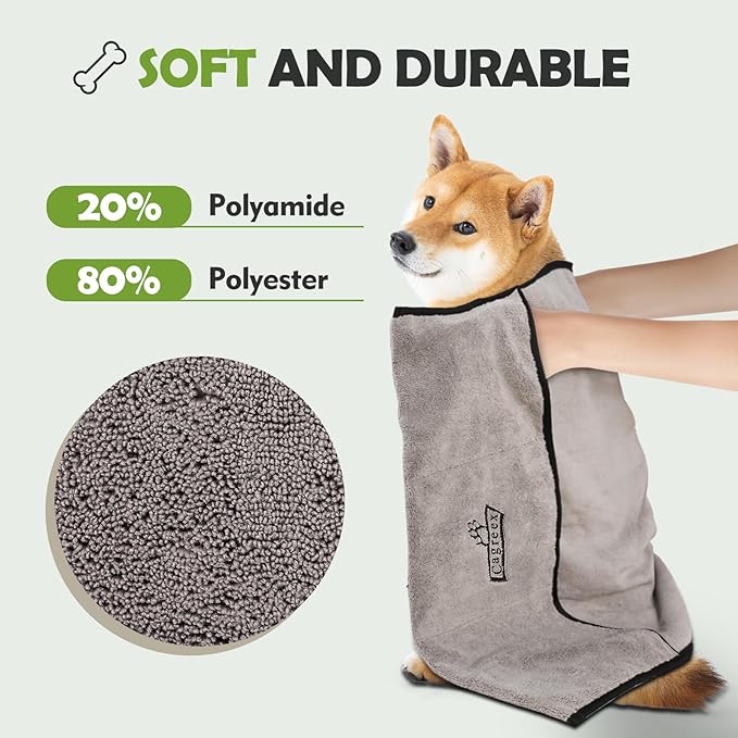 Microfiber Dog Grooming Bath Towel: Super Absorbent Soft Pet Grooming Towel Bath & Shower Supplies - Large Towels to Drying Dog Cat Pets Drying & Grommers (Gray, 1 Pcs)
