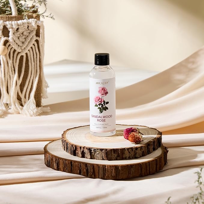 Airkeep Reed Diffuser Oil Refill/Sandalwood Rose/3.38oz（100ml/1 Pack/Scented Oil Refill for Reed Diffuser Home Fragrance for Bedroom, Bathroom Office Home Decor