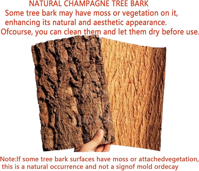 5 Pack Reptile Cork Bark Bulk Reptile 3.93x7.87inch Bark Bedding Natural Flat Cork Wood Pieces Terrarium Substrate Tank Supplies for Bearded Dragon Snake Spiders Hermit Crabs Geckos ，Tortoise，Reptiles