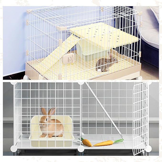 12Pcs Rabbit Litter Box for Cage, Bunny Potty Trainer Corner Guinea Pig Plastic Square Grate Toilet Pet Bedding Litter Box for Small Animal Ferret Hamster Hedgehog (White)