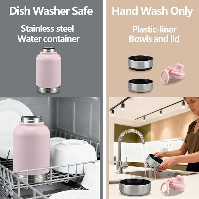 32oz Insulated Dog Water Bottle with 2 Bowls for Small Dogs