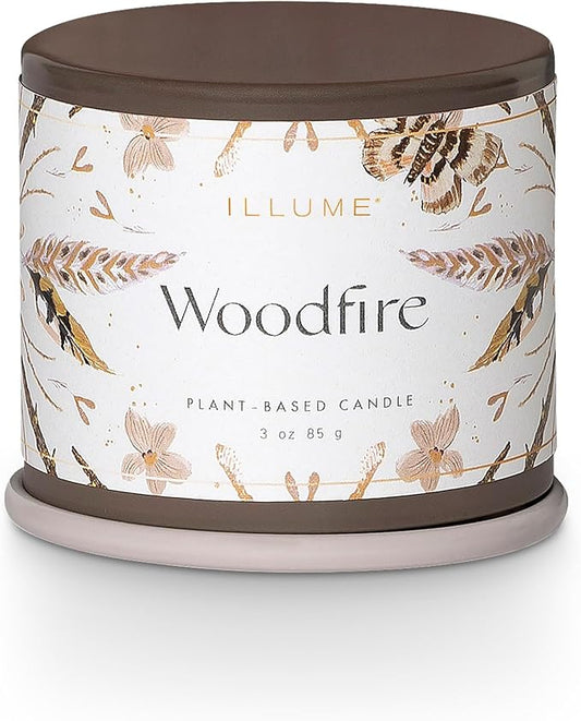 ILLUME Demi Vanity Tin Candle, Woodfire