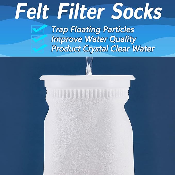 Jecery 16 Pack 4 Inch Ring Filter Socks 200 μm Aquarium Filter Bags Aquarium Socks for Tank Sump Saltwater Freshwater(9 × 4 inches)