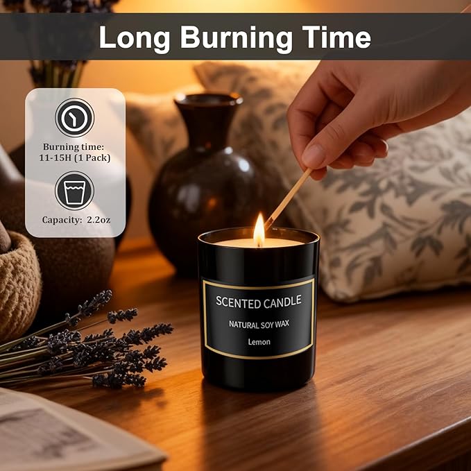 8 Pack Scented Candles Set for Men, Aromatherapy Soy Candles for Home Scented, Black Mens Candle Gift Set for Dad, Boyfriend, Birthday, Father’s Day, Anniversary