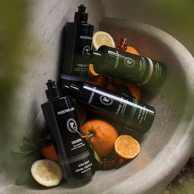 Preston Lane Luxury Dish Soap, Mayfair Scent | Plant Powered Formula with Essential Oils | Tough on Grease, Gentle on Hands | Vegan, Cruelty Free, Clean Ingredients