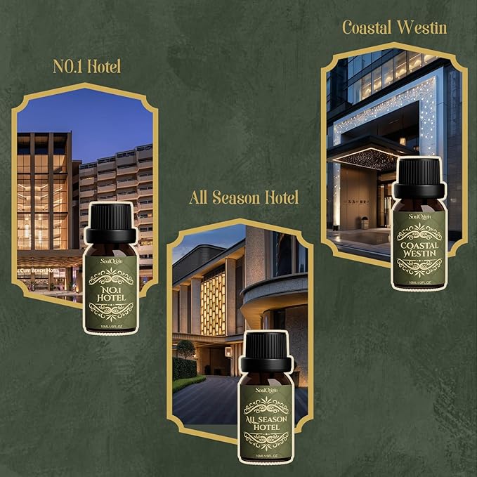 Hotel Diffuser Oils Gift Set, Hotel Collection Fragrance Oil, Luxury Scent Essential Oils Set for Diffuser Home, Inspired by The Four Season and More Scents, Gift for Women and Men