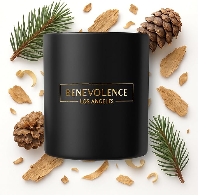 Benevolence LA Pine Scented Candle | Soy Candles, Black Candle for Home | Gifts for Women and Men | Home Fragrance | Aromatherapy | Bathroom Freshener | 8oz, 45 Hour Burn